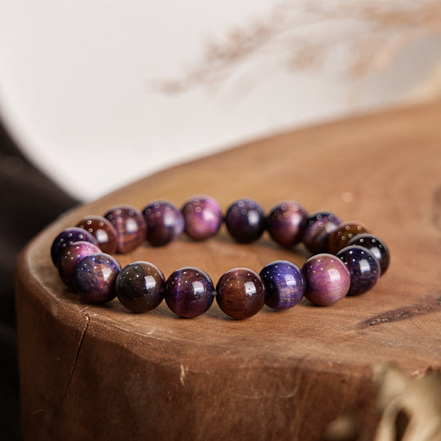 Buddha Stones Natural Purple Tiger Eye Protection Strength Bracelet