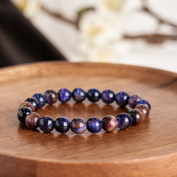 Buddha Stones Natural Purple Tiger Eye Protection Strength Bracelet