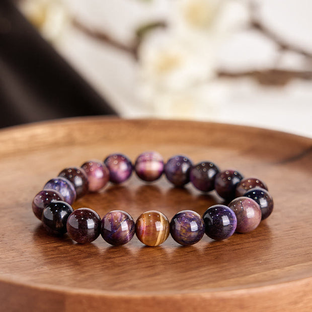 Buddha Stones Natural Purple Tiger Eye Protection Strength Bracelet