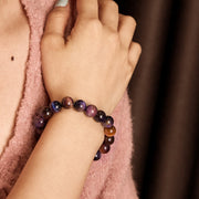 Buddha Stones Natural Purple Tiger Eye Protection Strength Bracelet