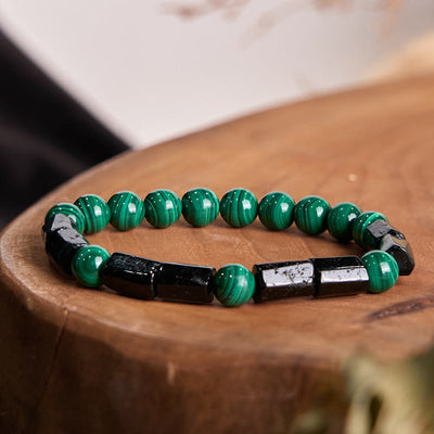 Buddha Stones Malachite Black Tourmaline Purity Bracelet