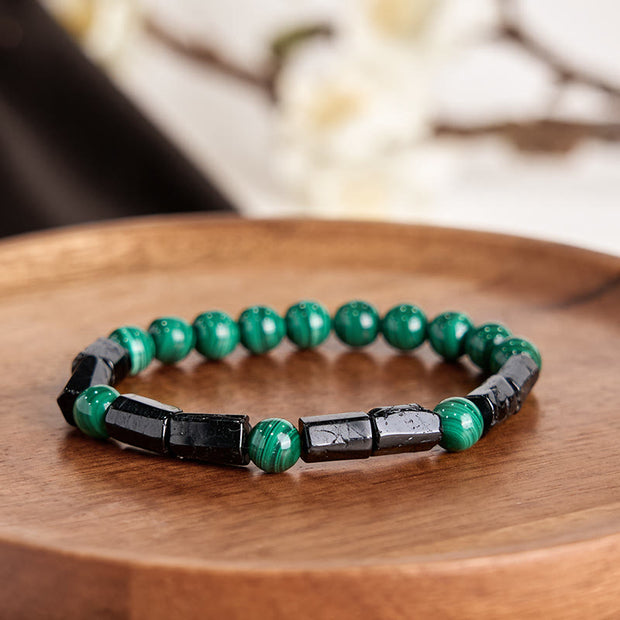 Buddha Stones Malachite Black Tourmaline Purity Bracelet