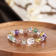 Buddha Stones PiXiu White Crystal Citrine Green Strawberry Quartz Amethyst Luck Bracelet