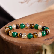 Buddha Stones Natural Tiger Eye Green Agate Citrine Mix And Match Beads Protection Bracelet