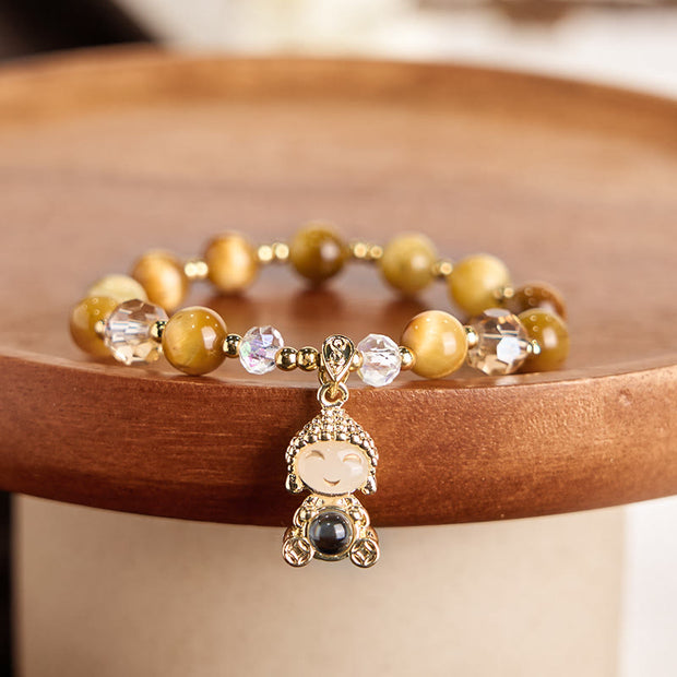 Buddha Stones Yellow Tiger Eye Meditation Buddha Protection Bracelet