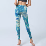 Buddha Stones Blue Abstract Oil Paint Water Pattern Print Gym Leggings Women's Yoga Pants - image 7