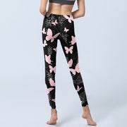 Buddha Stones Black Butterfly Plant Lines Pattern Print Gym Leggings Women's Yoga Pants - image 7