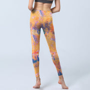 Buddha Stones Bright Yellow Abstract Watercolor Pattern Print Gym Leggings Women's Yoga Pants