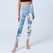 Buddha Stones Mountain Auspicious Cloud Red-crowned Crane Pattern Print Gym Leggings Women's Yoga Pants - image 6
