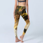 Buddha Stones Rock Pine Tree Red-crowned Crane Pattern Print Gym Leggings Women's Yoga Pants - image 5