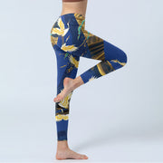 Buddha Stones Mountain Temple Red Crowned Crane Pattern Print Gym Leggings Women's Yoga Pants - image 4