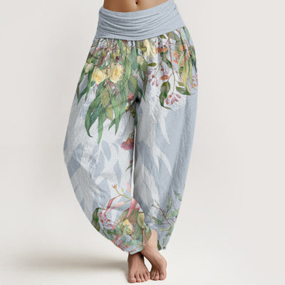 Buddha Stones Eucalyptus Tree Totem Pattern Women's Elastic Waist Harem Pants