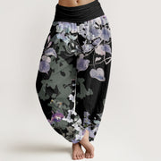 Buddha Stones Morning Glory Totem Pattern Women's Elastic Waist Harem Pants