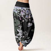 Buddha Stones Morning Glory Totem Pattern Women's Elastic Waist Harem Pants