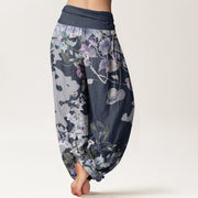 Buddha Stones Morning Glory Totem Pattern Women's Elastic Waist Harem Pants