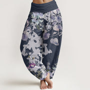 Buddha Stones Morning Glory Totem Pattern Women's Elastic Waist Harem Pants