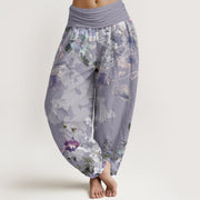 Buddha Stones Morning Glory Totem Pattern Women's Elastic Waist Harem Pants