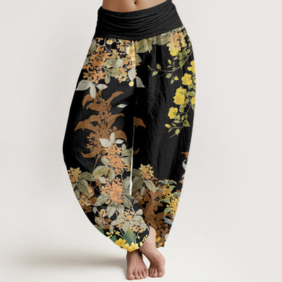 Buddha Stones Osmanthus Totem Pattern Women's Elastic Waist Harem Pants