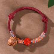 Buddha Stones Handmade Chinese Zodiac Red String Peach Pit Cinnabar Luck Bracelet