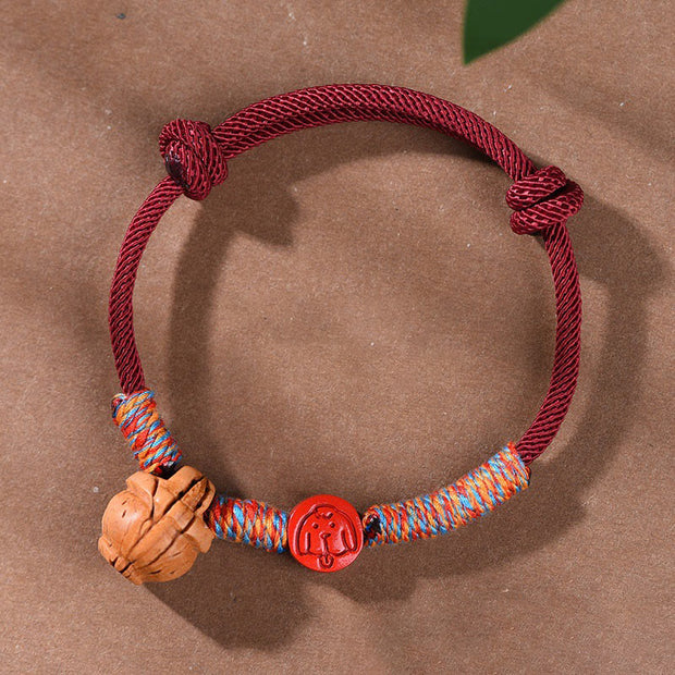 FREE Today: Luck and Connection Handmade Chinese Zodiac Red String Peach Pit Cinnabar Bracelet