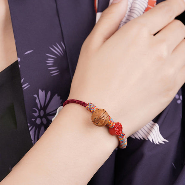 FREE Today: Luck and Connection Handmade Chinese Zodiac Red String Peach Pit Cinnabar Bracelet