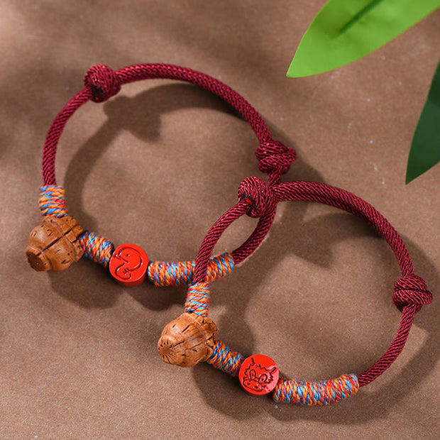 FREE Today: Luck and Connection Handmade Chinese Zodiac Red String Peach Pit Cinnabar Bracelet