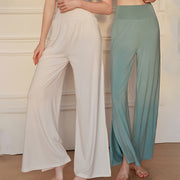 Buddha Stones Casual Plain High Waist Elastic Women's Cotton Wide Leg Pants