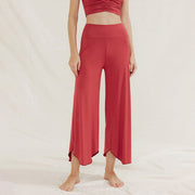 Buddha Stones Casual Plain Loose Irregular Geometric Hem Women's Leica Wide Leg Pants