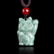 FREE Today: Prosperity and Abundance Lucky Cat Jade Necklace Pendant