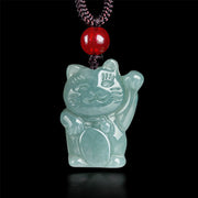 FREE Today: Prosperity and Abundance Lucky Cat Jade Necklace Pendant