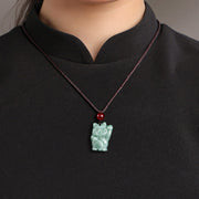 FREE Today: Prosperity and Abundance Lucky Cat Jade Necklace Pendant