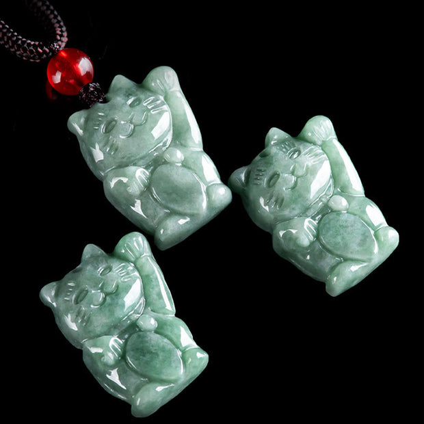 FREE Today: Prosperity and Abundance Lucky Cat Jade Necklace Pendant