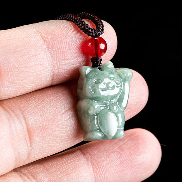 FREE Today: Prosperity and Abundance Lucky Cat Jade Necklace Pendant