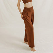 Buddha Stones Casual Plain High Waist Loose Fit Women's Leica Wide Leg Pants