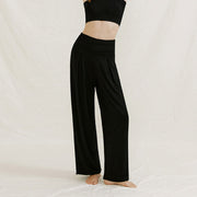 Buddha Stones Casual Plain High Waist Loose Fit Women's Leica Wide Leg Pants