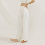 Buddha Stones Casual Plain High Waist Loose Fit Women's Leica Wide Leg Pants