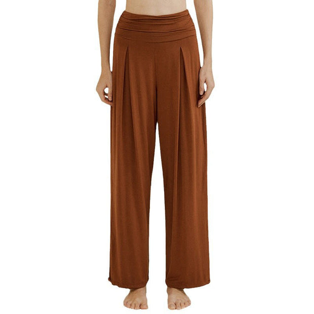 Buddha Stones Casual Plain High Waist Loose Fit Women's Leica Wide Leg Pants