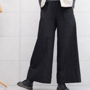 Buddha Stones Casual Plain Loose Women's Ramie Wide Leg Pants With Pockets