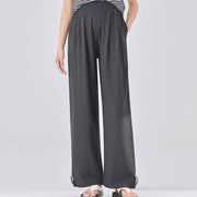 Buddha Stones Casual Plain Loose High elastic belly support Women's Viscose Wide Leg Pants With Pockets