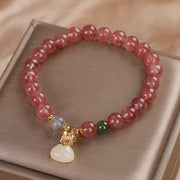 FREE Today: Healing and Positive Natural Strawberry Quartz Money Bag Charm Bracelet