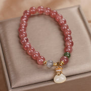 FREE Today: Healing and Positive Natural Strawberry Quartz Money Bag Charm Bracelet