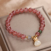 FREE Today: Healing and Positive Natural Strawberry Quartz Money Bag Charm Bracelet