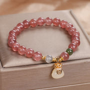 FREE Today: Healing and Positive Natural Strawberry Quartz Money Bag Charm Bracelet