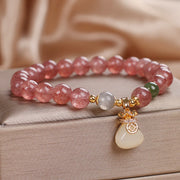 FREE Today: Healing and Positive Natural Strawberry Quartz Money Bag Charm Bracelet