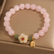 FREE Today: Loving Energy Relationships Rose Quartz Peach Blossom Hetian Jade Fu Character Bracelet