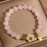 FREE Today: Loving Energy Relationships Rose Quartz Peach Blossom Hetian Jade Fu Character Bracelet