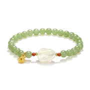 Buddha Stones Natural Hetian Jade Agate Rabbit Copper Coin Luck Bracelet