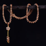 Buddha Stones Sandalwood Plum Blossom Charm Healing Mala Bracelet