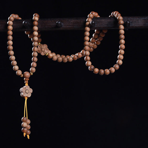 Buddha Stones Sandalwood Plum Blossom Charm Healing Mala Bracelet