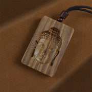 Buddha Stones Green Sandalwood Buddha Symbol Positive Necklace Pendant